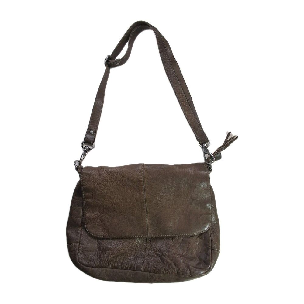 Latico Soft Brown Leather Flap Over Shoulder Bag Purse Medium Satchel EUC